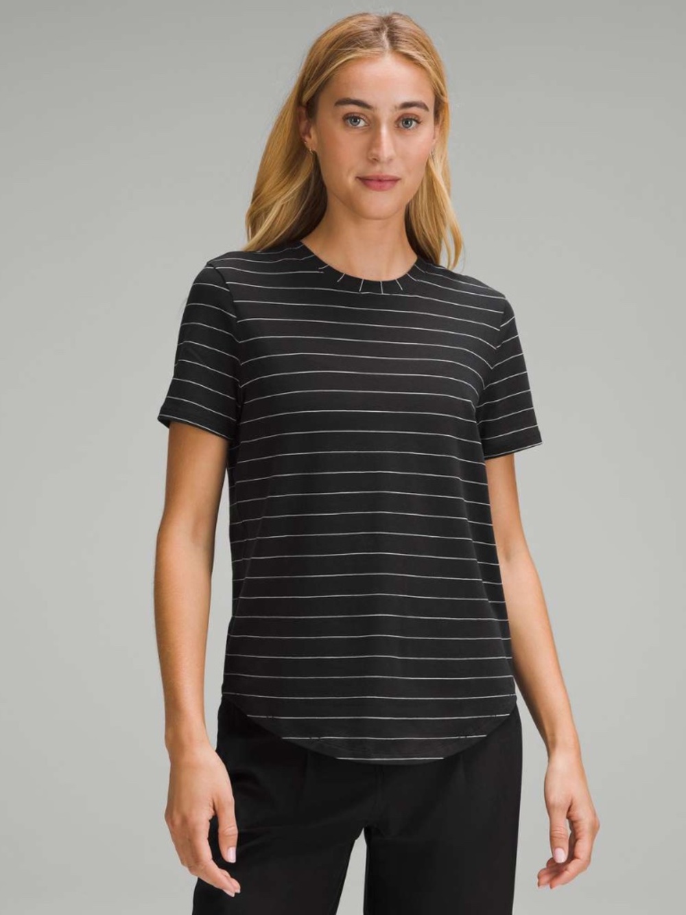 Lululemon Love Crew Short Serve Stripe Black White